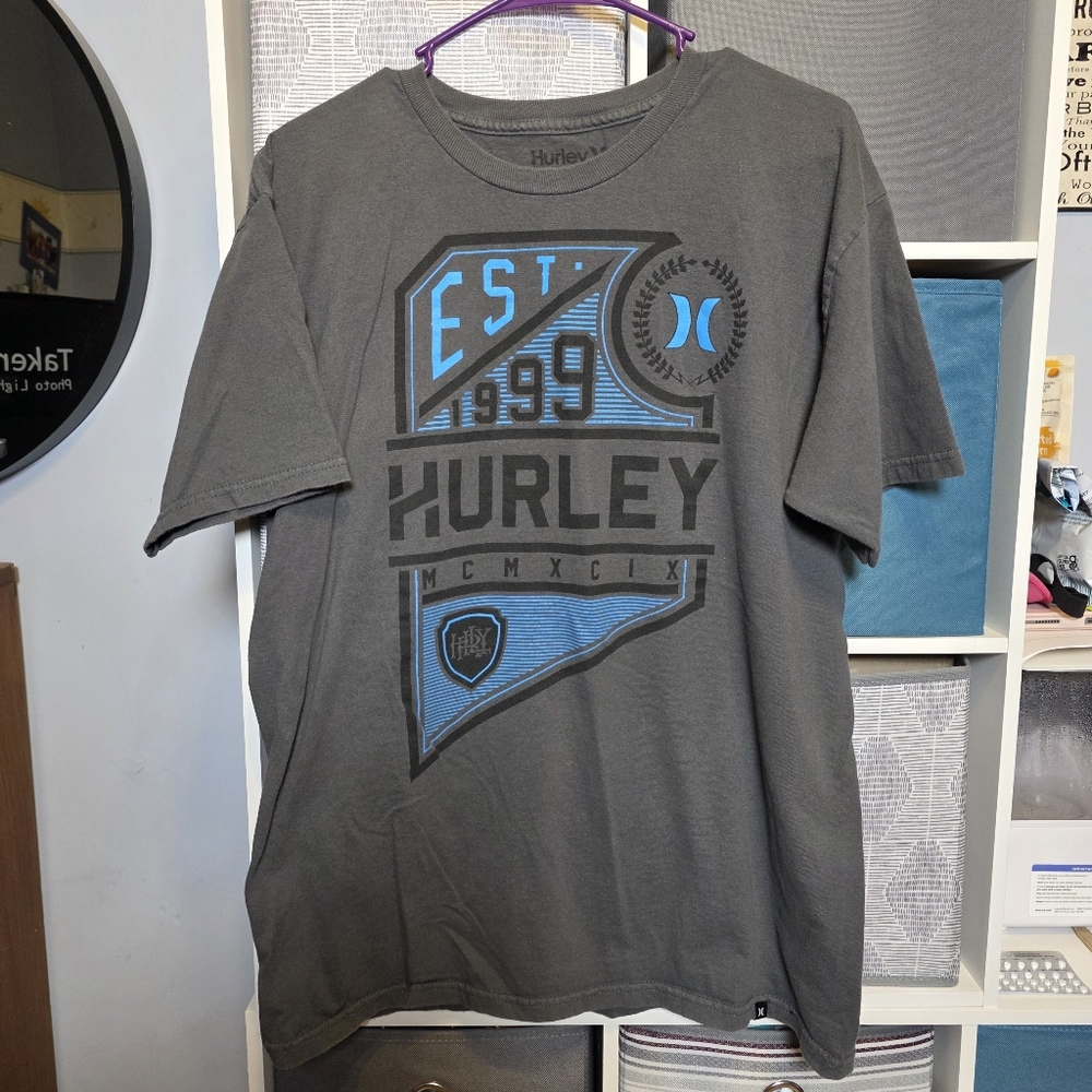 Hurley Charcoal and Blue Graphic Tee